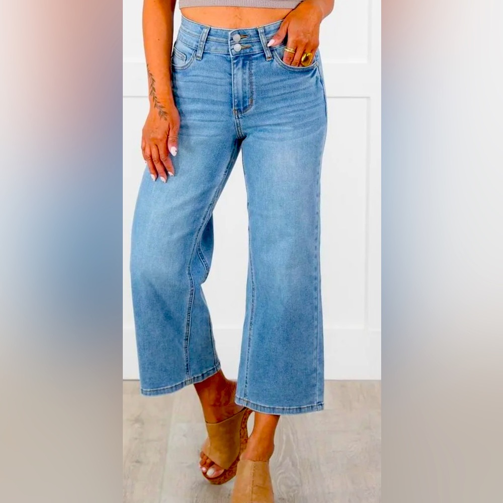 Judy blue double the cool cropped wide leg jeans